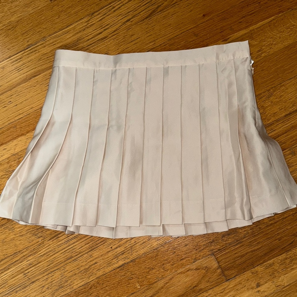 Aya Muse White Pleated Skater Mini Skirt
